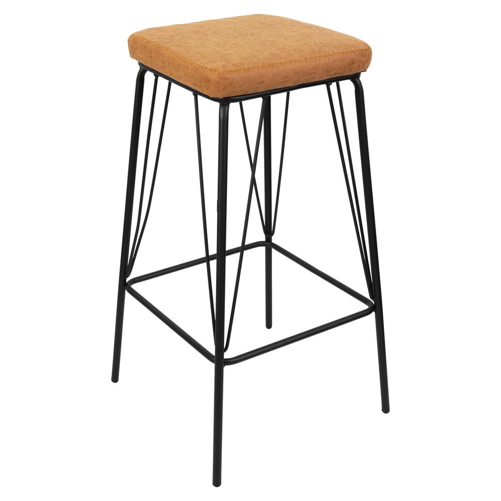 Millard Leather Bar Stool With Metal Frame. Picture 1