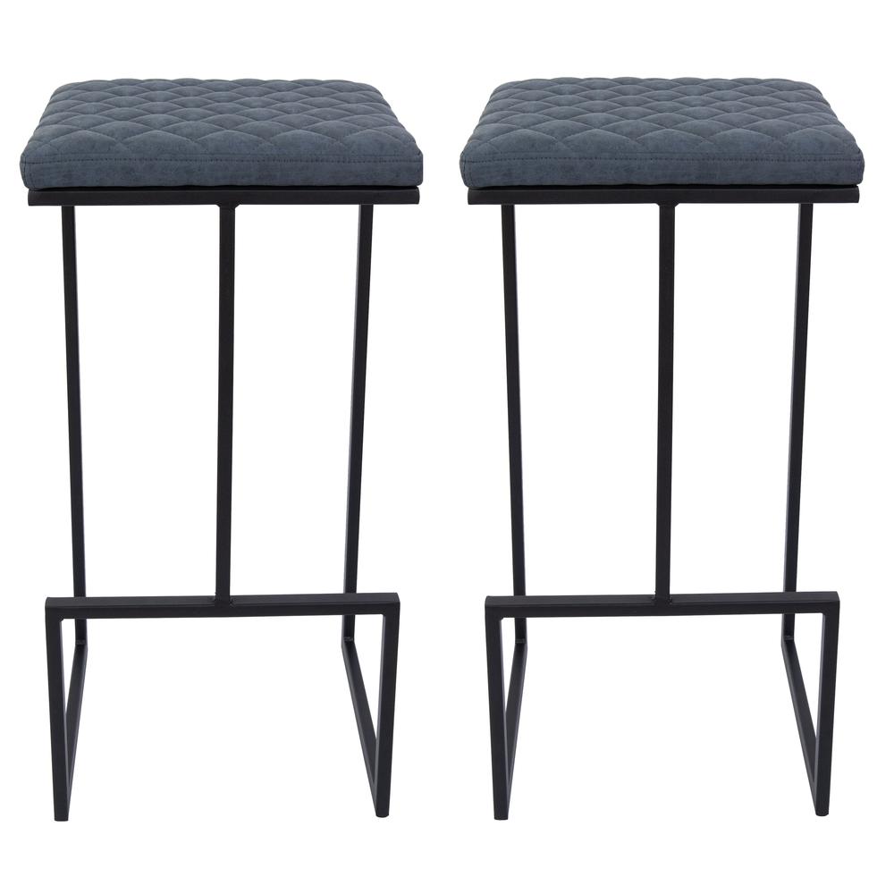Quincy Quilted Stitched Leather Bar Stools With Metal Frame. Picture 15