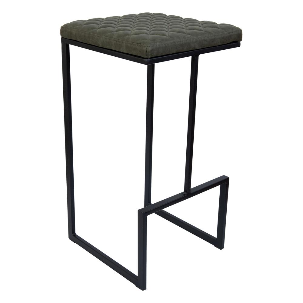 LeisureMod Quincy Quilted Stitched Leather Bar Stools With Metal Frame QS29G. Picture 16