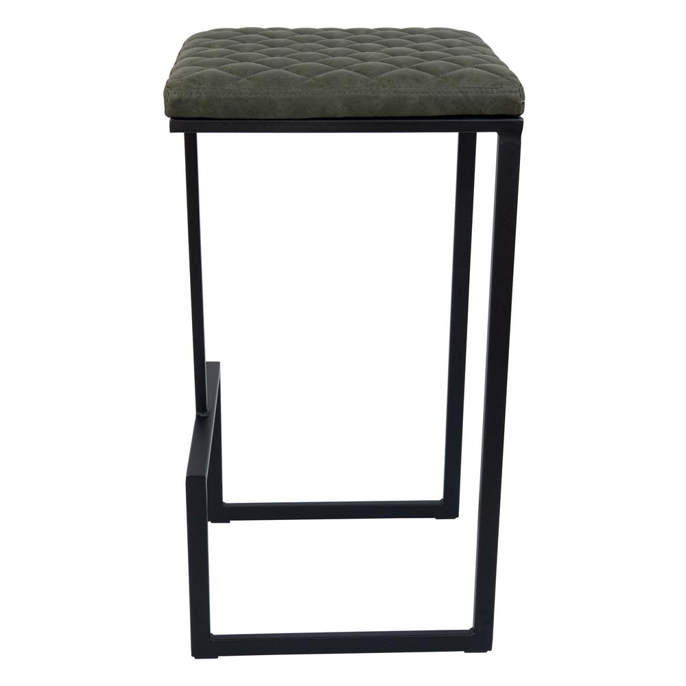 LeisureMod Quincy Quilted Stitched Leather Bar Stools With Metal Frame QS29G. Picture 18