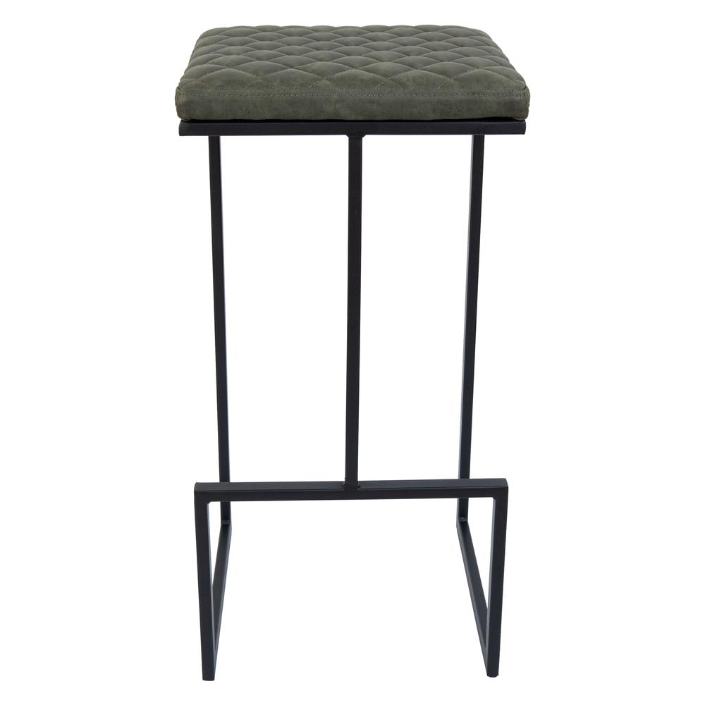 LeisureMod Quincy Quilted Stitched Leather Bar Stools With Metal Frame QS29G. Picture 2