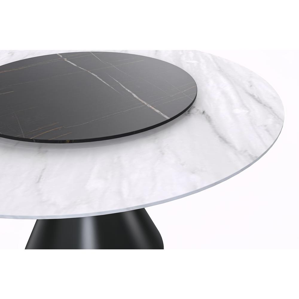 Round Dining Table Black\Gold Base with 60 Round White Sintered Stone Top. Picture 5