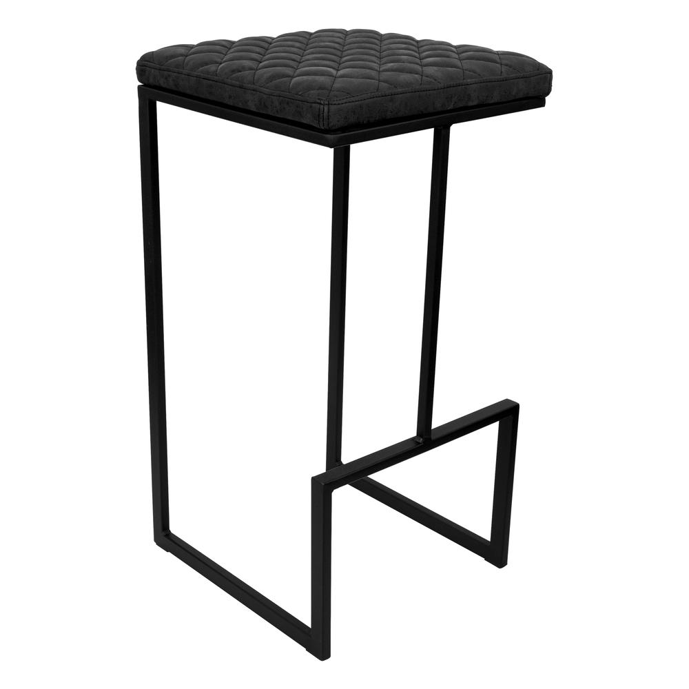 LeisureMod Quincy Quilted Stitched Leather Bar Stools With Metal Frame QS29BL. Picture 10
