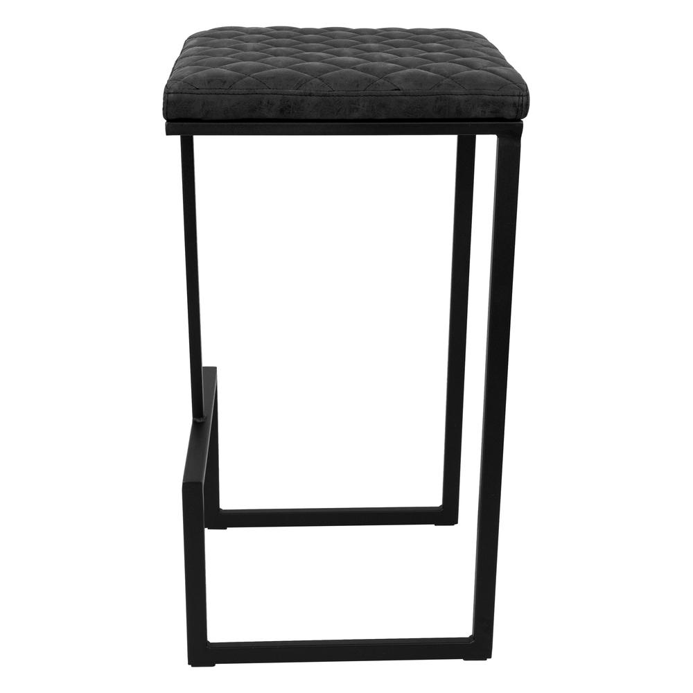 LeisureMod Quincy Quilted Stitched Leather Bar Stools With Metal Frame QS29BL. Picture 12