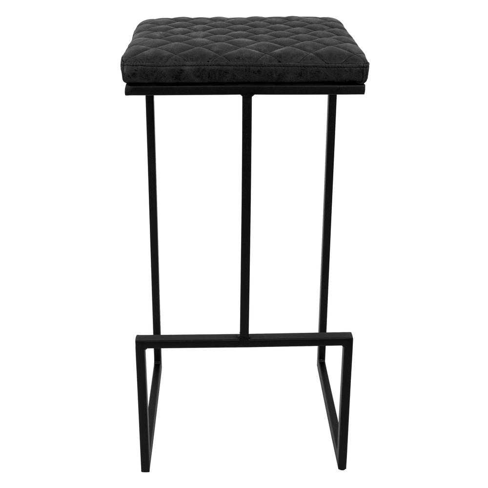 LeisureMod Quincy Quilted Stitched Leather Bar Stools With Metal Frame QS29BL. Picture 3
