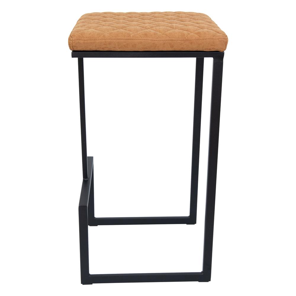 Quincy Quilted Stitched Leather Bar Stools With Metal Frame. Picture 5