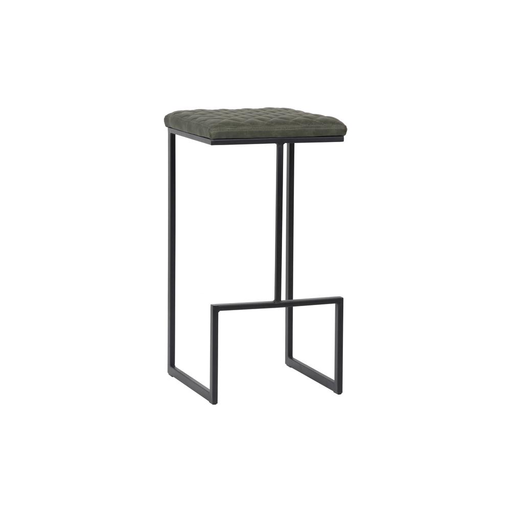 LeisureMod Quincy Quilted Stitched Leather Bar Stools With Metal Frame QS29G. Picture 9