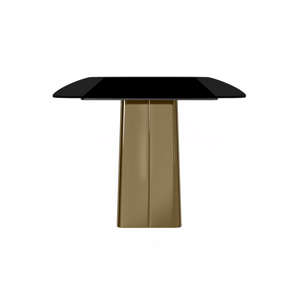 Quinix Series Dining Table, Gold Base With 55" Black Glass Top. Picture 8