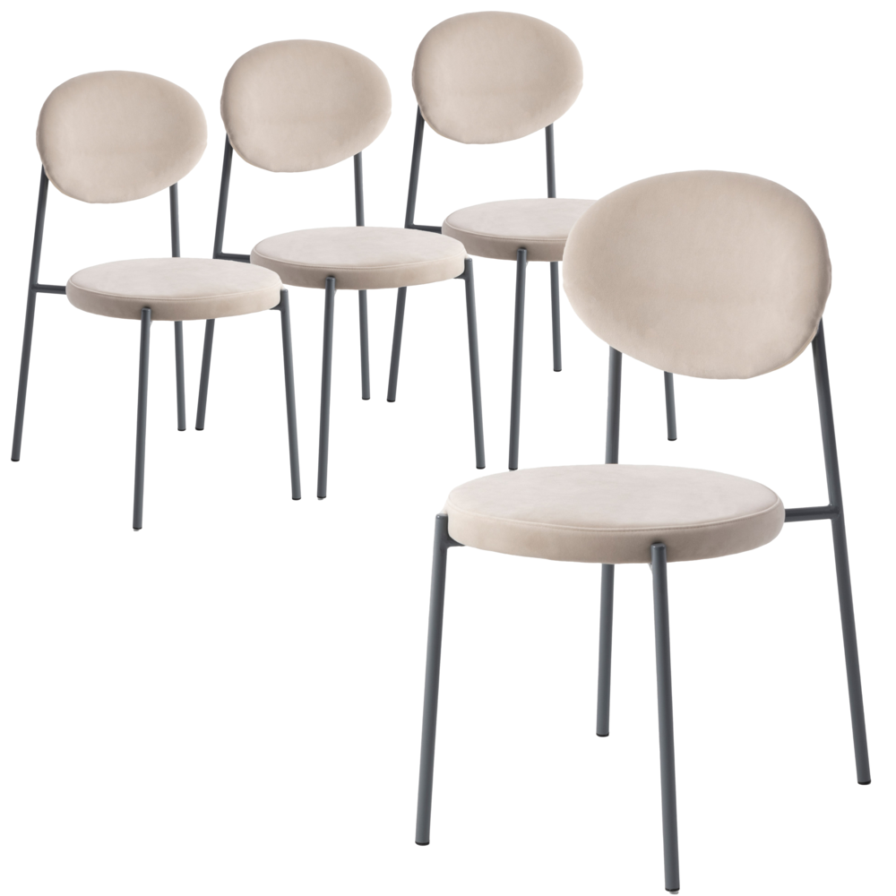 Euston Modern Velvet Dining Chair with Grey Steel Frame, Set of 4. Picture 1