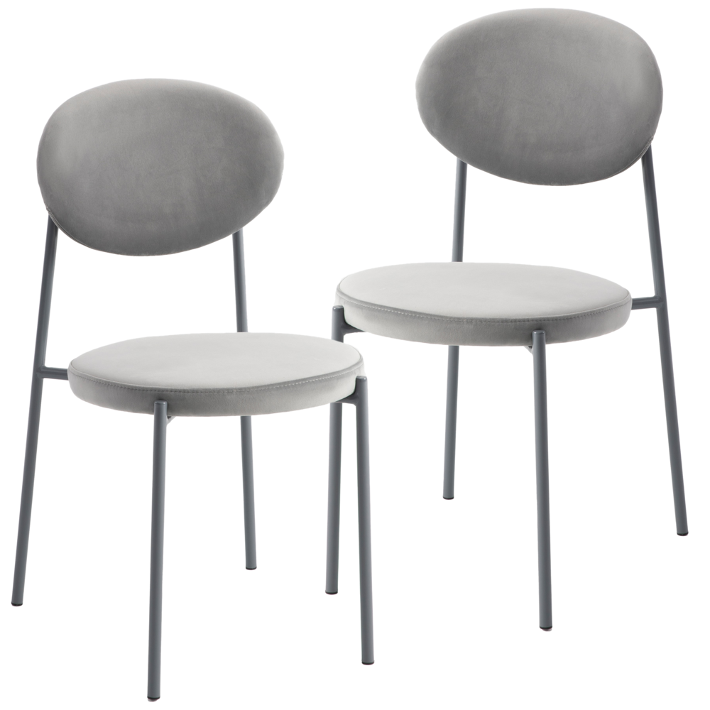 Euston Modern Velvet Dining Chair with Grey Steel Frame, Set of 2. Picture 1