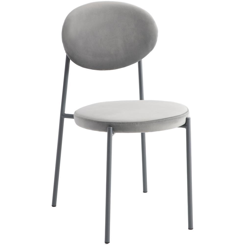 Euston Modern Velvet Dining Chair with Grey Steel Frame, Set of 2. Picture 4