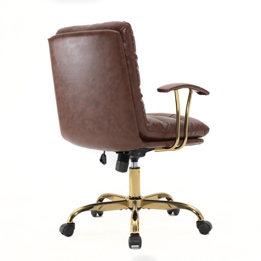 LeisureMod Regina Modern Padded Leather Adjustable Executive Office Chair with Tilt & 360 Degree Swivel in Walnut Brown. Picture 3