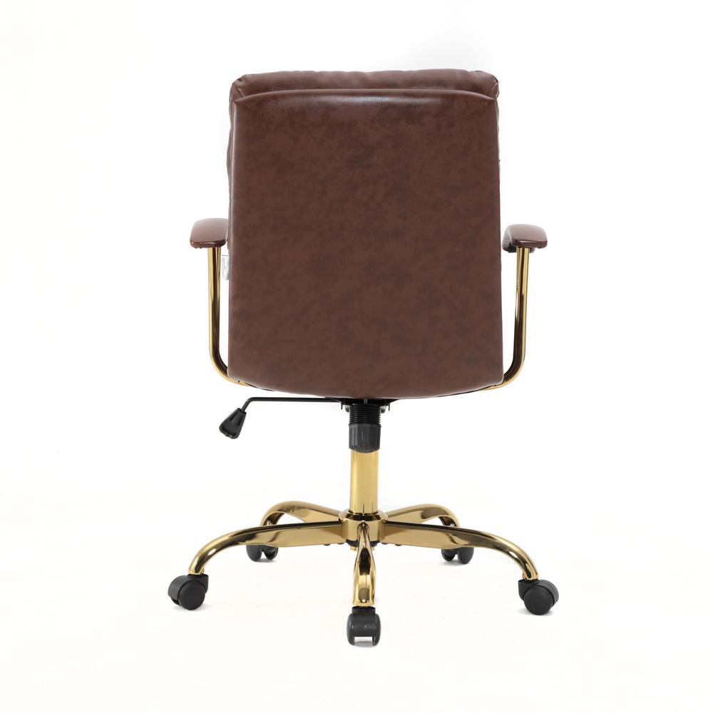 LeisureMod Regina Modern Padded Leather Adjustable Executive Office Chair with Tilt & 360 Degree Swivel in Walnut Brown. Picture 6