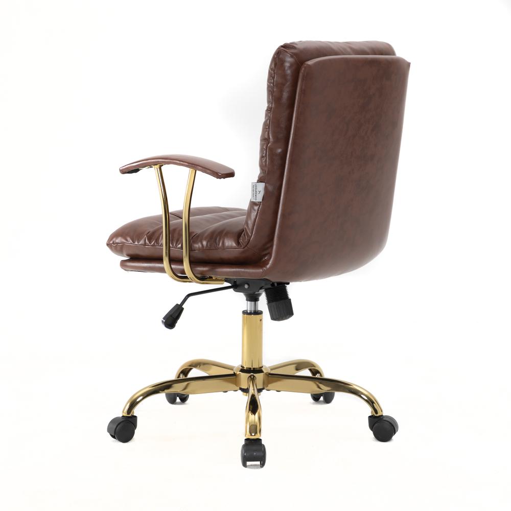LeisureMod Regina Modern Padded Leather Adjustable Executive Office Chair with Tilt & 360 Degree Swivel in Walnut Brown. Picture 7