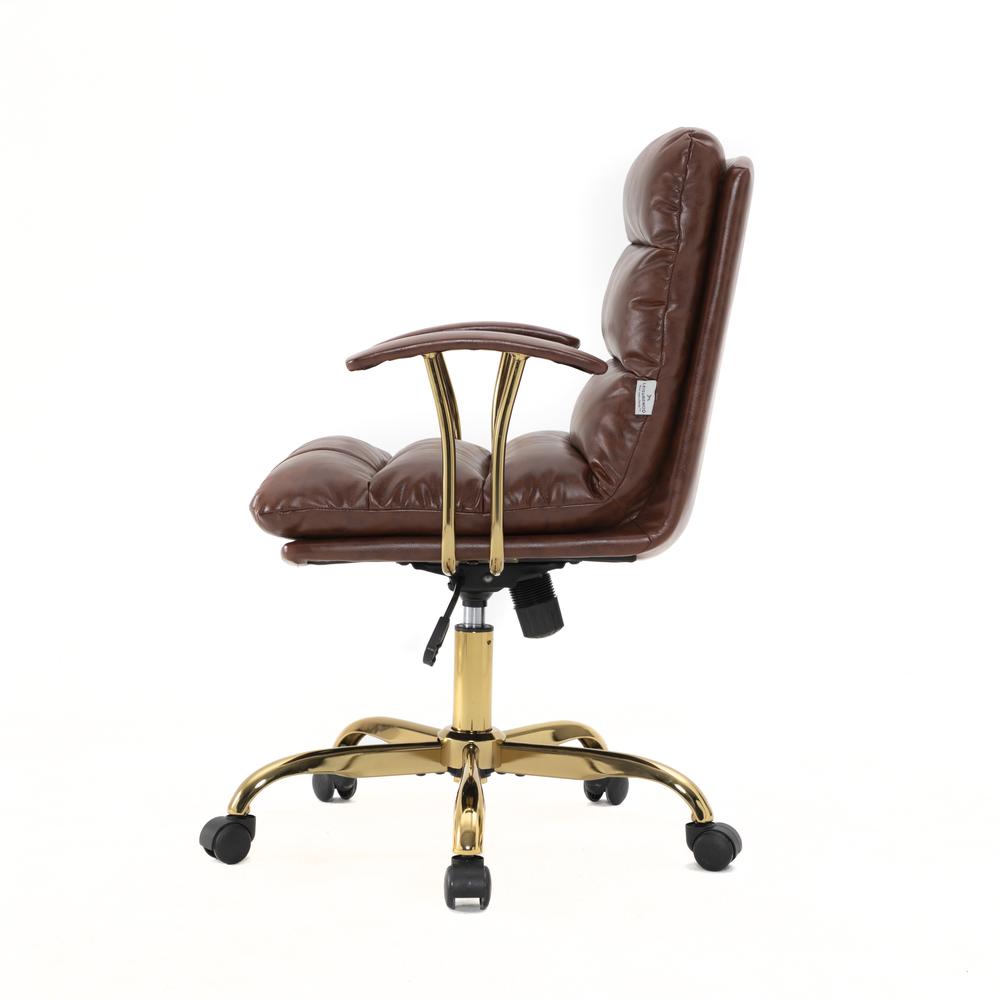 LeisureMod Regina Modern Padded Leather Adjustable Executive Office Chair with Tilt & 360 Degree Swivel in Walnut Brown. Picture 8