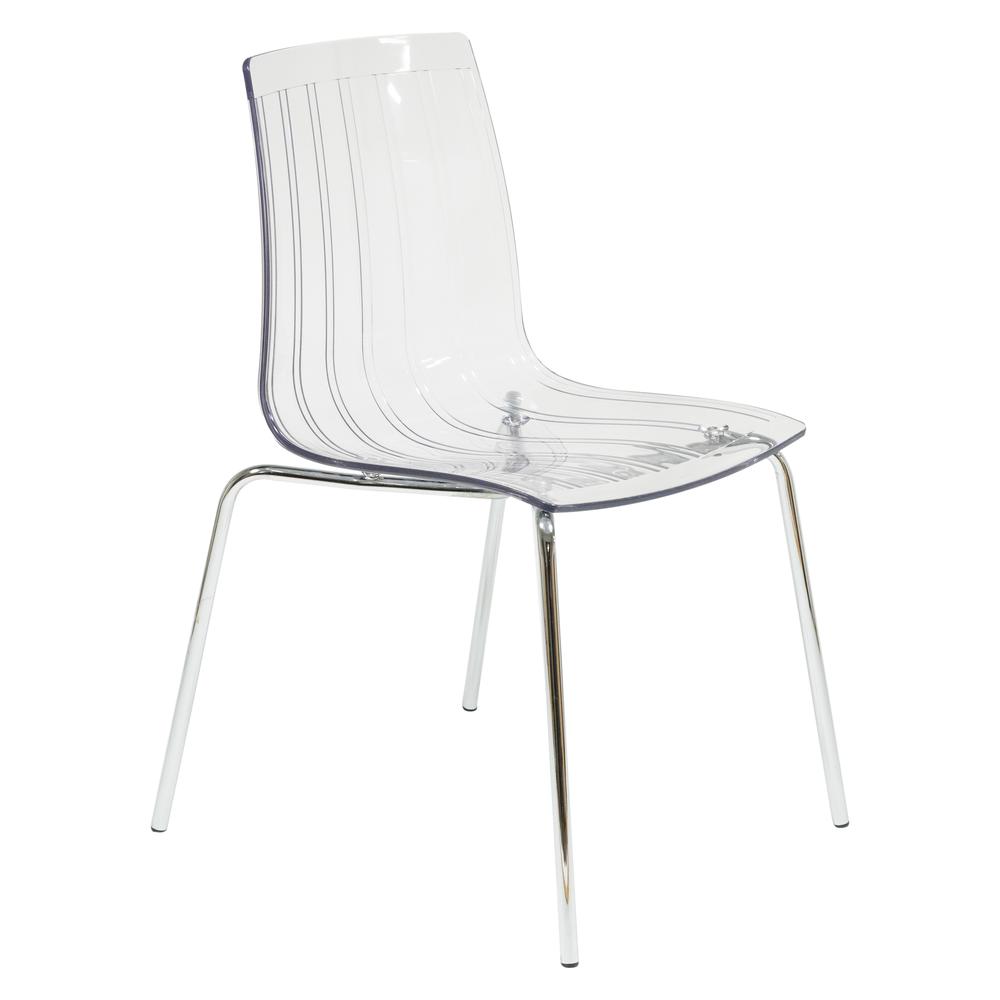 Ralph Plastic Dining Chair with Chrome Legs. Picture 1