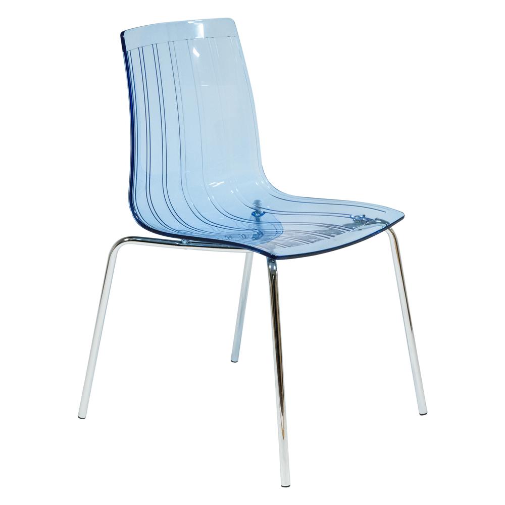 LeisureMod Ralph Dining Chair in Transparent Blue RP20TBU. Picture 1