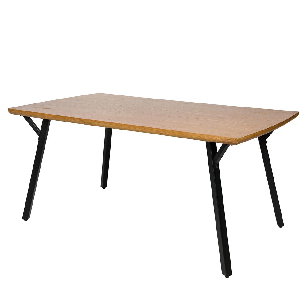 Ravenna Modern Rectangular Wood 63" Dining Table With Metal Y-Shaped Joint Legs. Picture 1