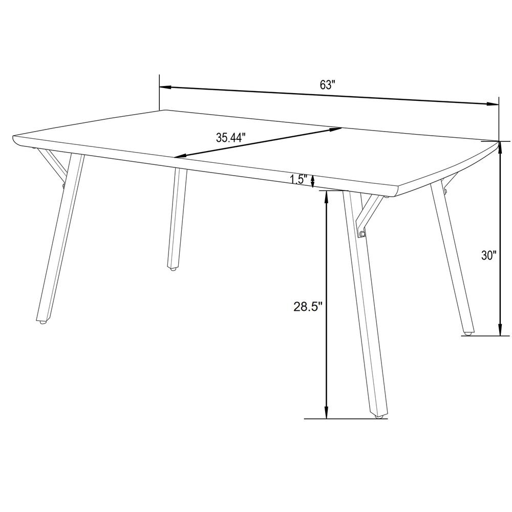 Ravenna Modern Rectangular Wood 63" Dining Table With Metal Y-Shaped Joint Legs. Picture 2