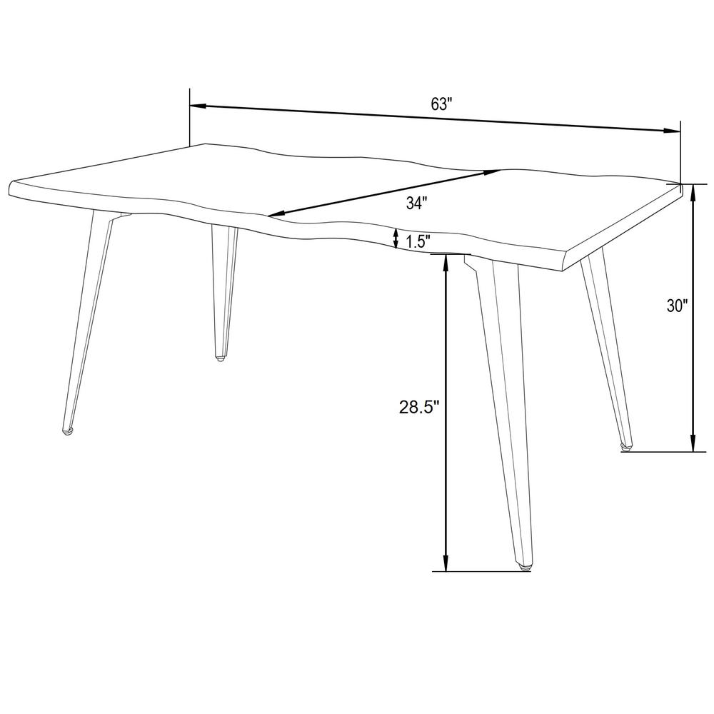 LeisureMod Ravenna Modern Rectangular Wood 63" Dining Table With Metal Legs RTM63BL. Picture 8