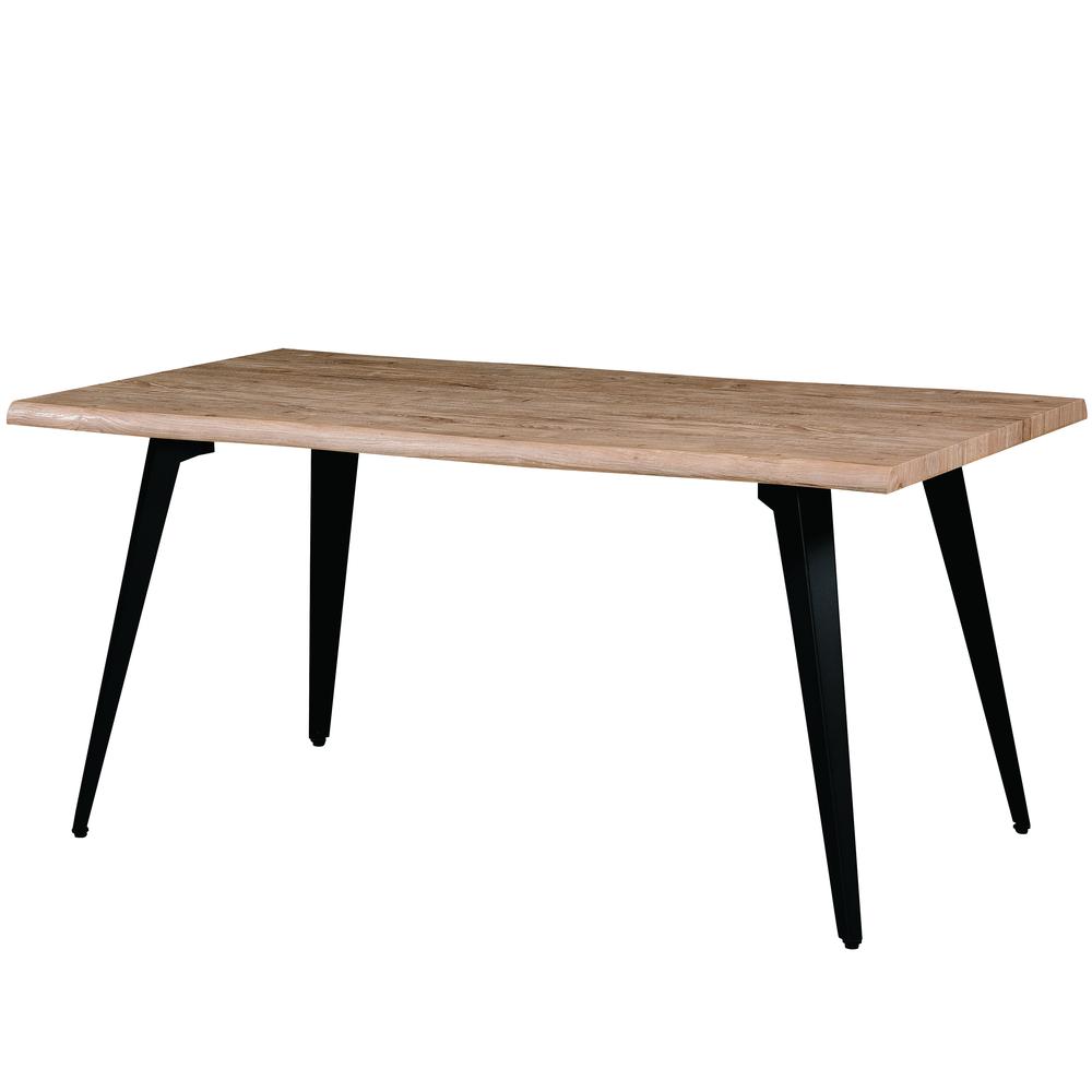 LeisureMod Ravenna Modern Rectangular Wood 63" Dining Table With Metal Legs RTM63BN. Picture 1