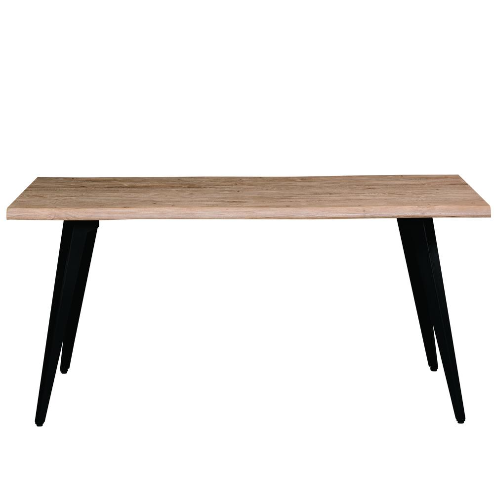 LeisureMod Ravenna Modern Rectangular Wood 63" Dining Table With Metal Legs RTM63BN. Picture 2