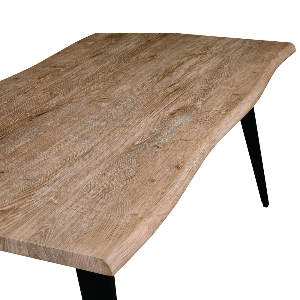 LeisureMod Ravenna Modern Rectangular Wood 63" Dining Table With Metal Legs RTM63BN. Picture 3
