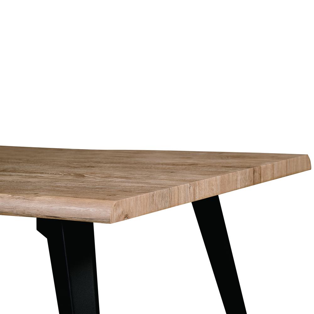 LeisureMod Ravenna Modern Rectangular Wood 63" Dining Table With Metal Legs RTM63BN. Picture 5