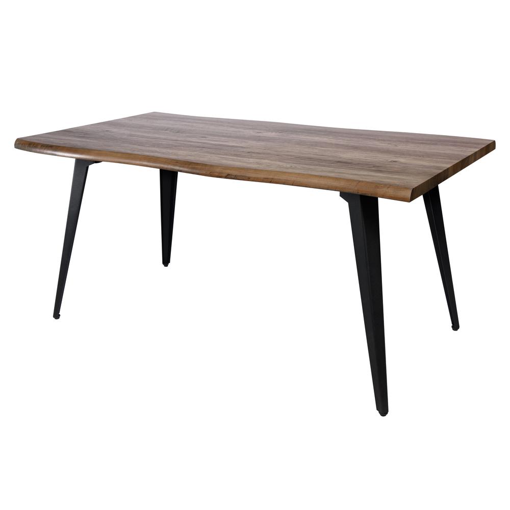 LeisureMod Ravenna Modern Rectangular Wood 63" Dining Table With Metal Legs RTM63BR. Picture 1