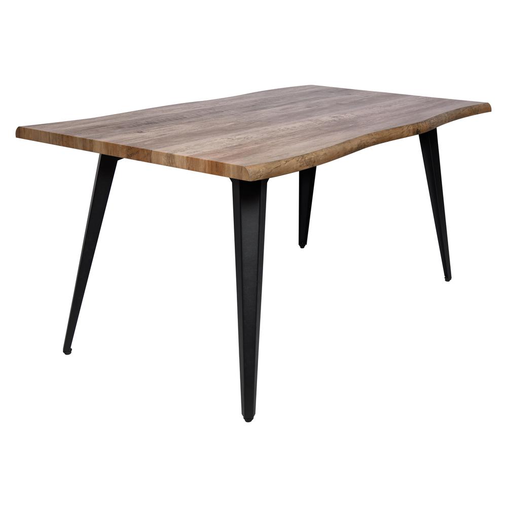 LeisureMod Ravenna Modern Rectangular Wood 63" Dining Table With Metal Legs RTM63BR. Picture 6