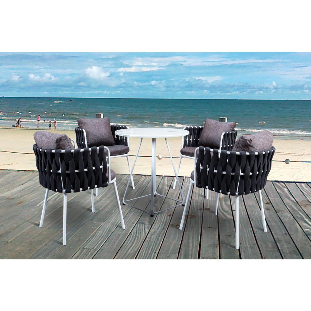 Spencer Modern Rope Outdoor Patio Dining Chair With Cushions. Picture 4