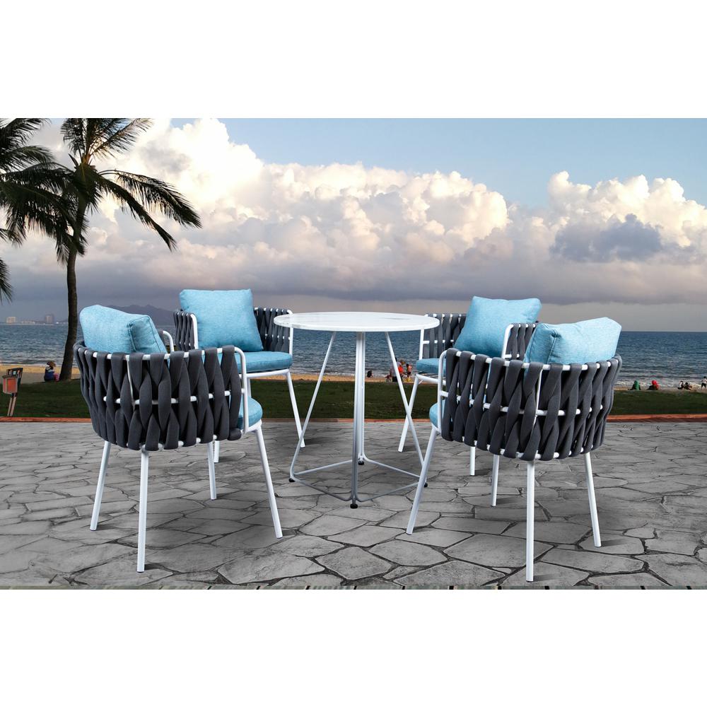 Spencer Modern Rope Outdoor Patio Dining Chair With Cushions. Picture 5