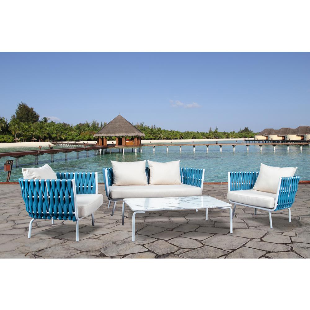 LeisureMod Spencer Modern Outdoor Rope Club Chair With Cushions SC64BU. Picture 4