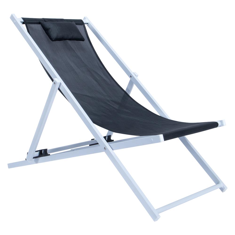 Sunset Outdoor Sling Lounge Chair With Headrest. Picture 1