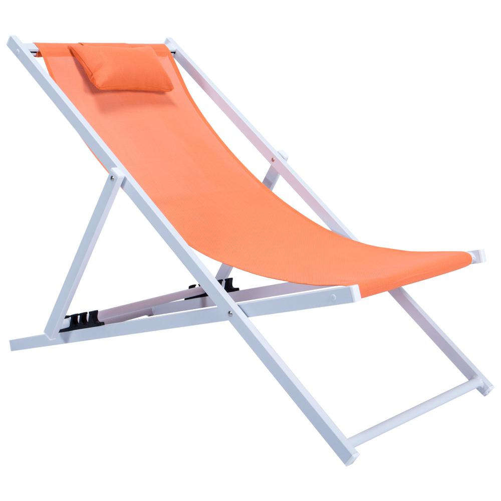 Sunset Outdoor Sling Lounge Chair With Headrest. Picture 1