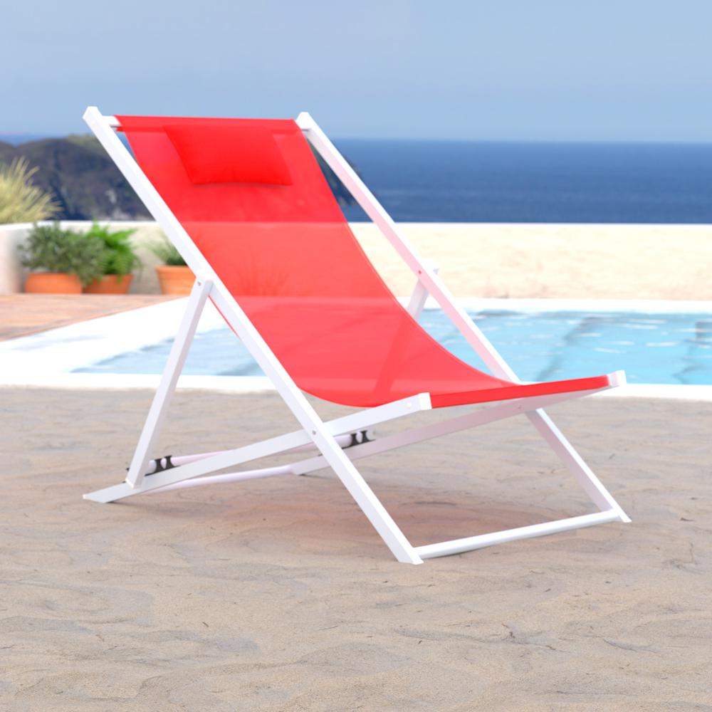 Sunset Outoor Sling Lounge Chair With Headrest. Picture 4