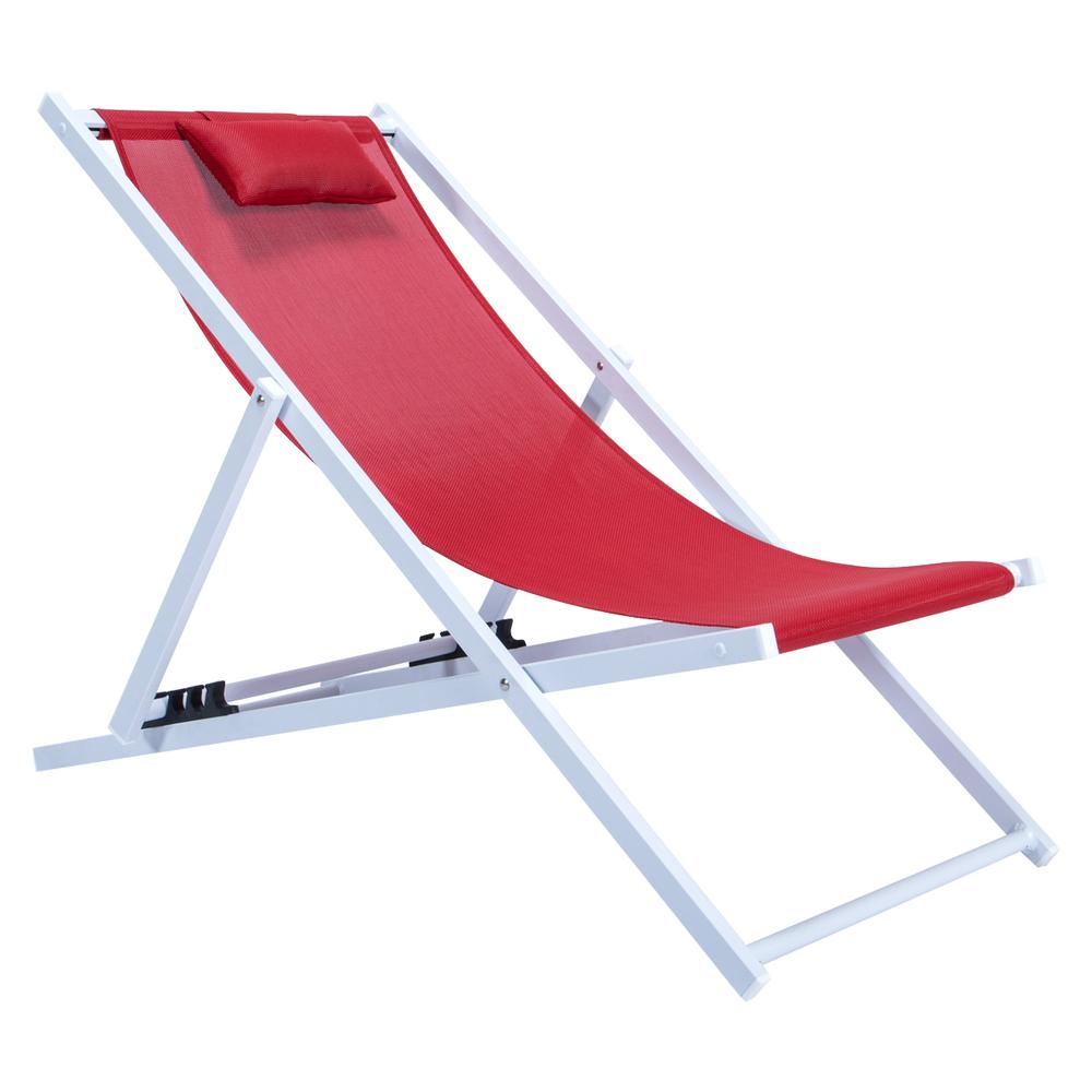 Sunset Outoor Sling Lounge Chair With Headrest. Picture 1
