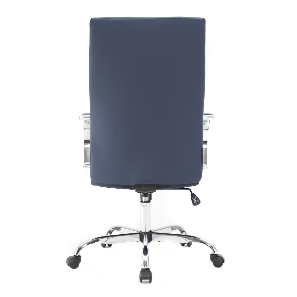 LeisureMod Sonora Modern High-Back Tall Adjustable Height Leather Conference Office Chair with Tilt & 360 Degree Swivel in Navy Blue. Picture 6