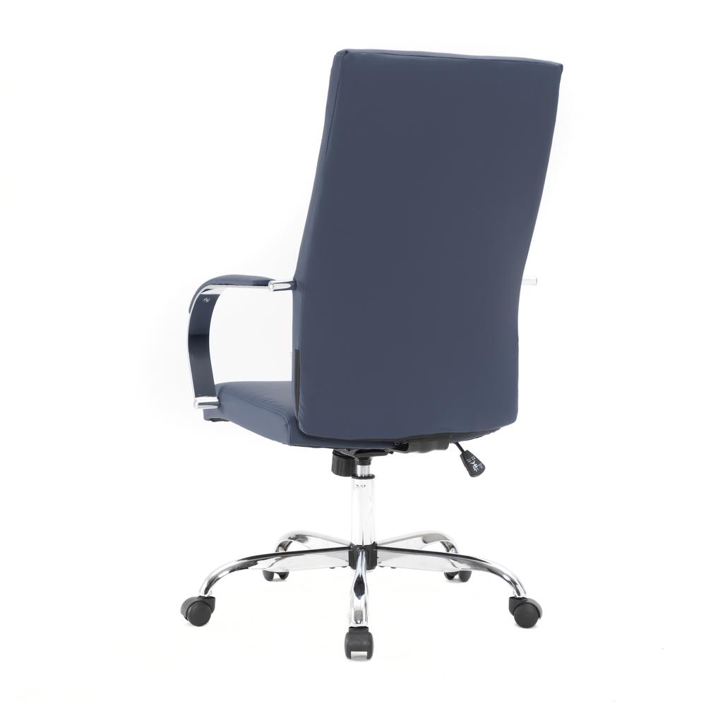 LeisureMod Sonora Modern High-Back Tall Adjustable Height Leather Conference Office Chair with Tilt & 360 Degree Swivel in Navy Blue. Picture 7
