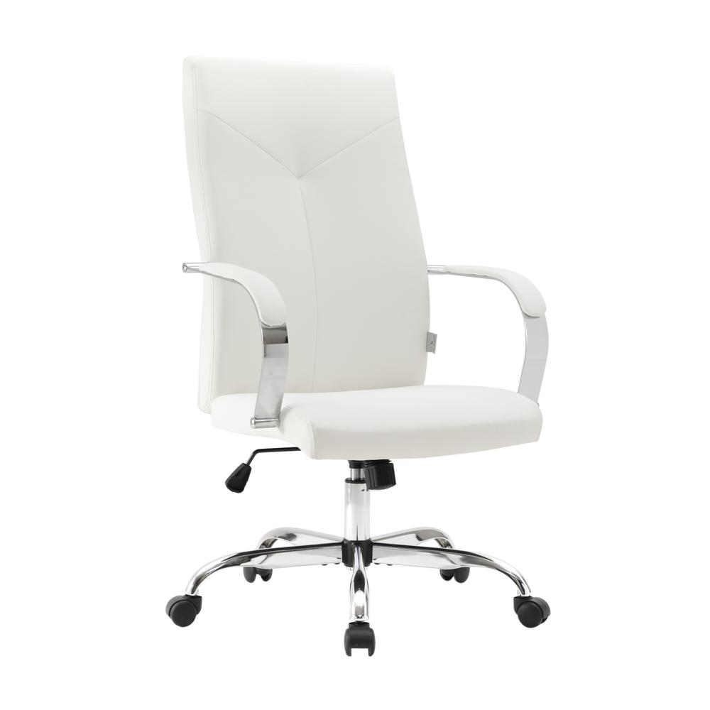 LeisureMod Sonora Modern High-Back Tall Adjustable Height Leather Conference Office Chair with Tilt & 360 Degree Swivel in White. Picture 6