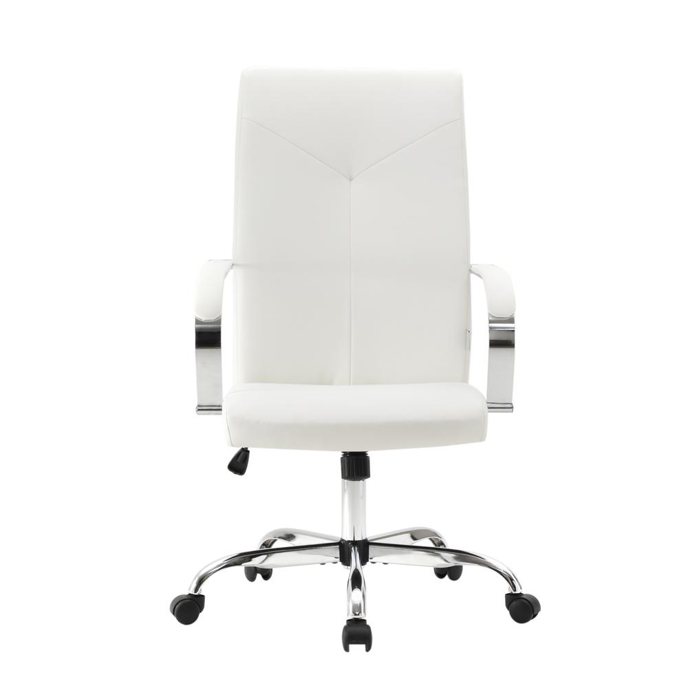 LeisureMod Sonora Modern High-Back Tall Adjustable Height Leather Conference Office Chair with Tilt & 360 Degree Swivel in White. Picture 4