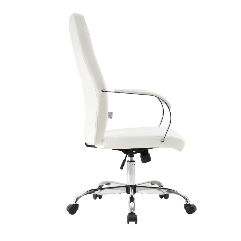 LeisureMod Sonora Modern High-Back Tall Adjustable Height Leather Conference Office Chair with Tilt & 360 Degree Swivel in White. Picture 5