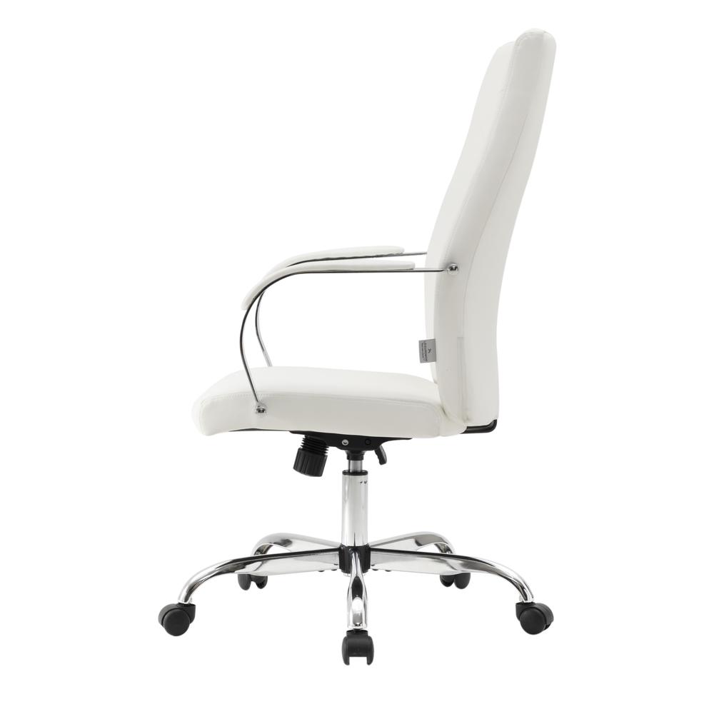 LeisureMod Sonora Modern High-Back Tall Adjustable Height Leather Conference Office Chair with Tilt & 360 Degree Swivel in White. Picture 10