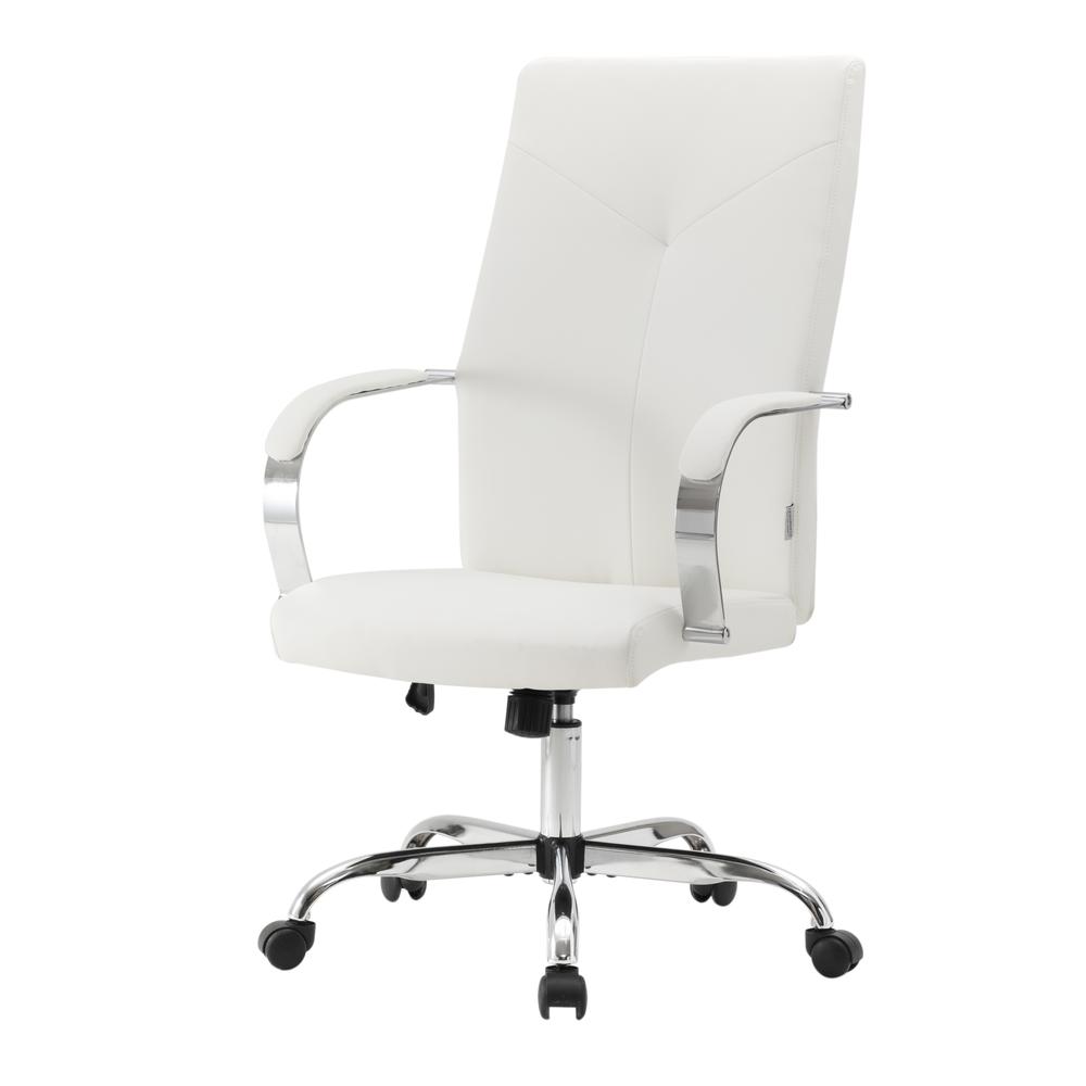 LeisureMod Sonora Modern High-Back Tall Adjustable Height Leather Conference Office Chair with Tilt & 360 Degree Swivel in White. Picture 2