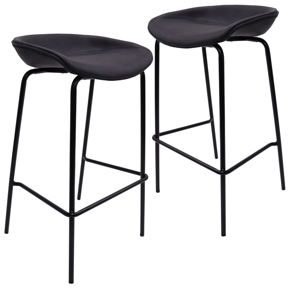 Barstool with Upholstered Faux Leather Seat and Powder Coated Iron Frame. Picture 2