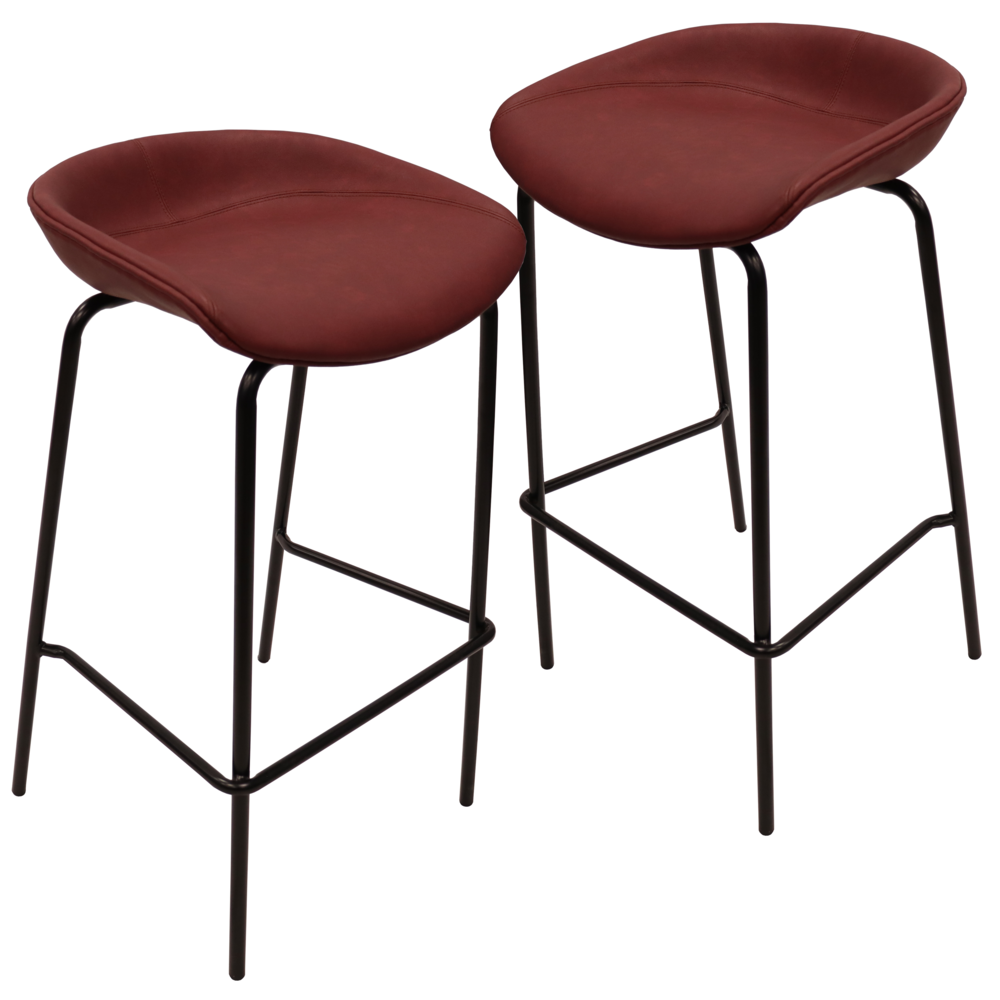 Barstool with Upholstered Faux Leather Seat and Powder Coated Iron Frame. Picture 2