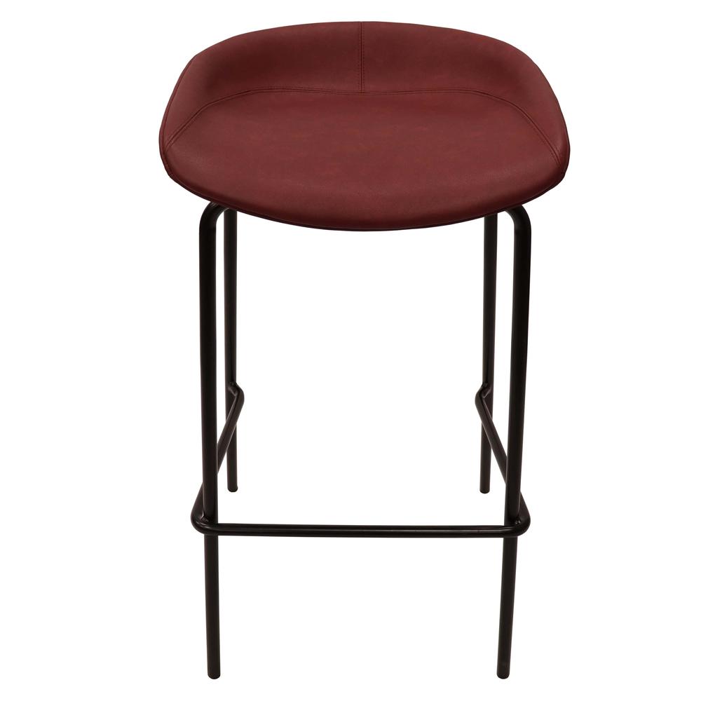 Barstool with Upholstered Faux Leather Seat and Powder Coated Iron Frame. Picture 3