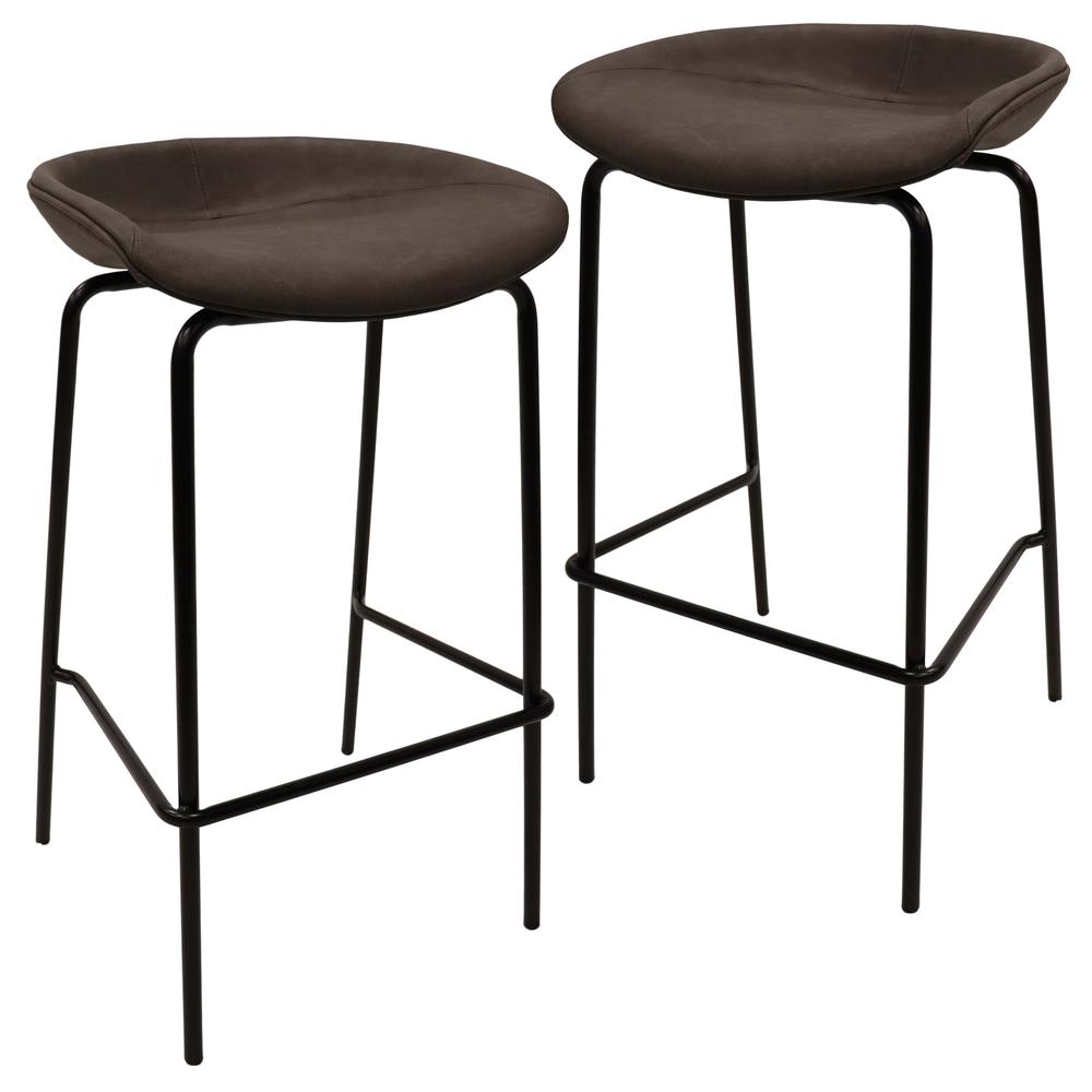 Barstool with Upholstered Faux Leather Seat and Powder Coated Iron Frame. Picture 1