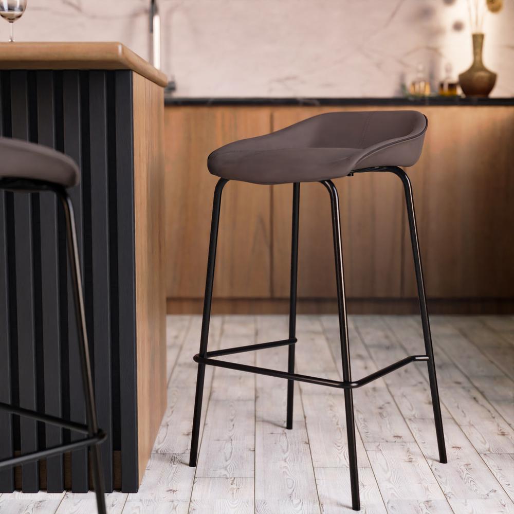 Barstool with Upholstered Faux Leather Seat and Powder Coated Iron Frame. Picture 7