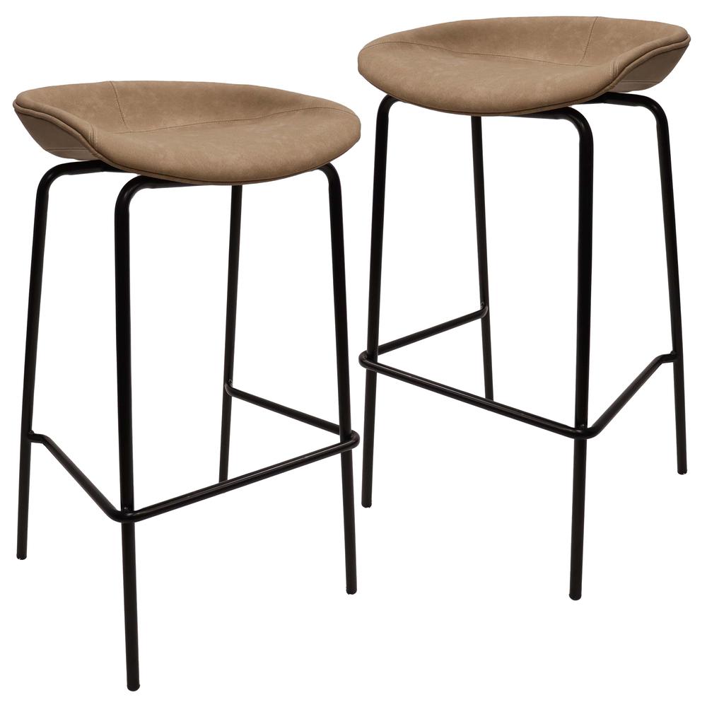Barstool with Upholstered Faux Leather Seat and Powder Coated Iron Frame. Picture 1